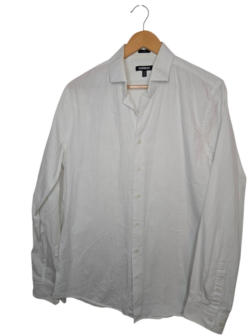 🤍 Express Slim Fit Micro Dot Button-Down Dress Shirt — Men’s Medium 15–15½